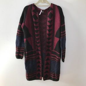 Sweater duster in black, navy & maroon